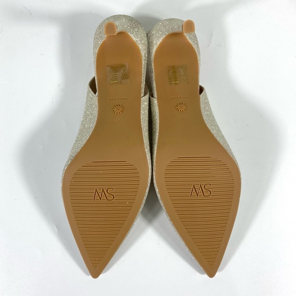 NWB Stuart Weitzman Linsi 75 Pointed Toe Glitter Slingback Pump Glitter Platino - Picture 12 of 17